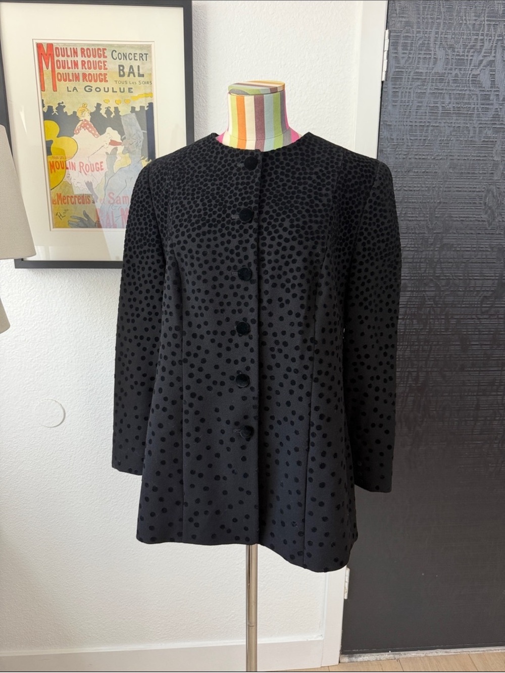 Louis Feraud Pure Wool Velvet Polka Dot Blazer Jacket - Picture 2 of 7